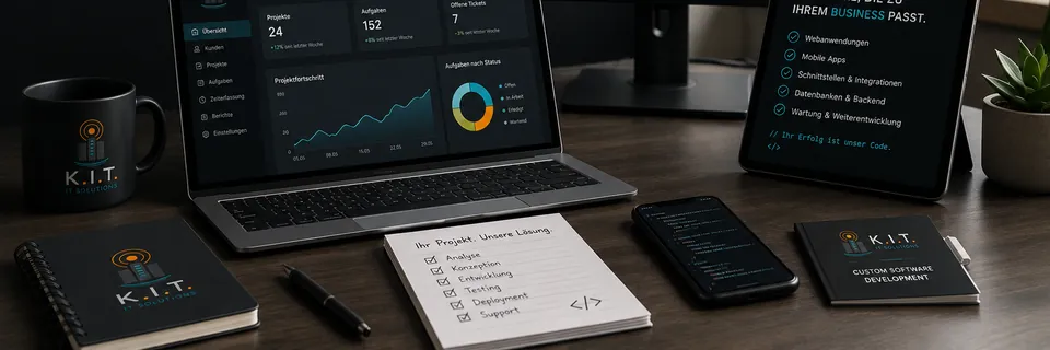 Softwareentwicklung mit Code-Editor und Dashboard auf mehreren Ger&auml;ten